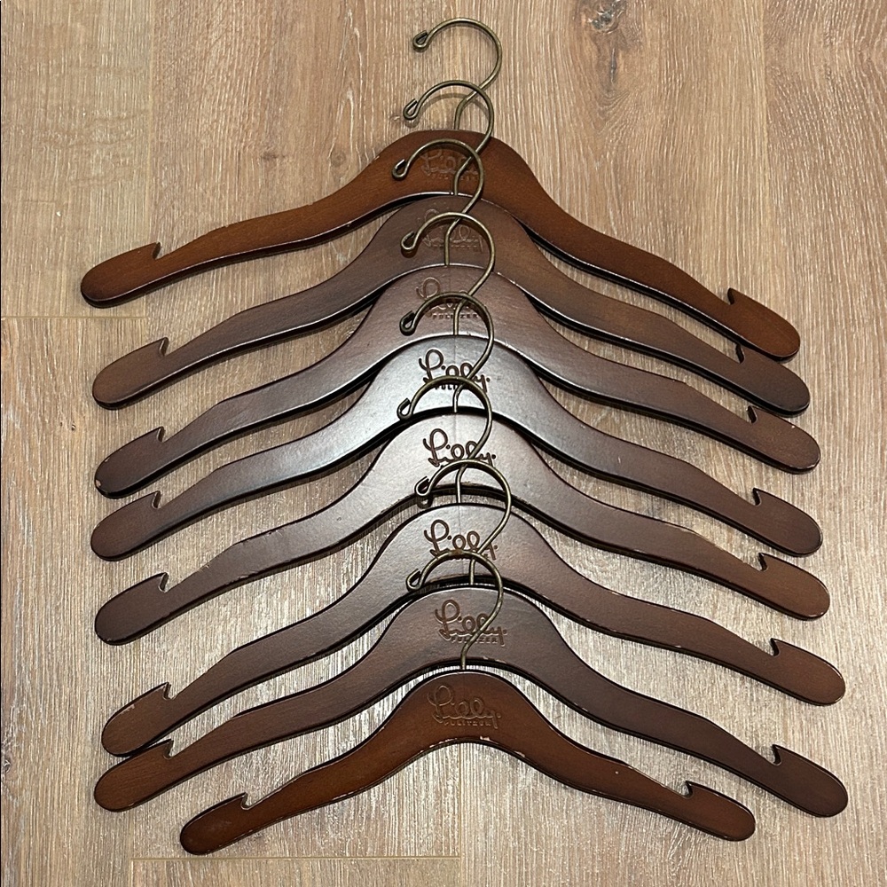 8 Lilly Pulitzer Brown Wooden Hangers